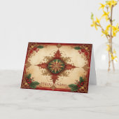 Carte de vacances décorative rouge (Fleur jaune)