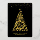 Carte de vacances d'entreprise Gold Tree dorée (Recto)