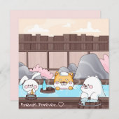 Carte de vacances des amis Kawaii (Devant / Derrière)