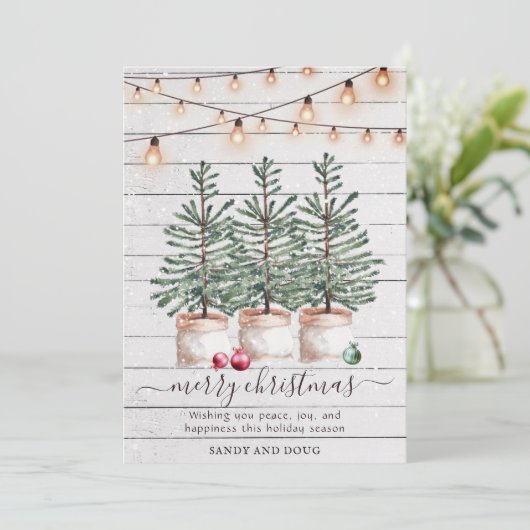 Carte de vacances des arbres de Noël rustiques (Debout devant)