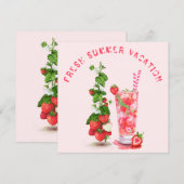 Carte de vacances d'été Cool de fraise Boisson (Devant / Derrière)