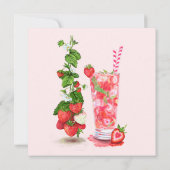 Carte de vacances d'été Cool de fraise Boisson (Dos)