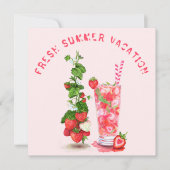 Carte de vacances d'été Cool de fraise Boisson (Devant)