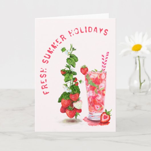 Carte de vacances d'été Fruits frais fraises Boiss (Petite plante)