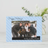 Carte de vacances Deux Rayures Bleues avec cinq ph (Debout devant)