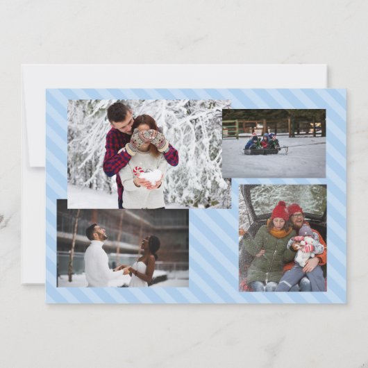 Carte de vacances Deux Rayures Bleues avec cinq ph (Dos)