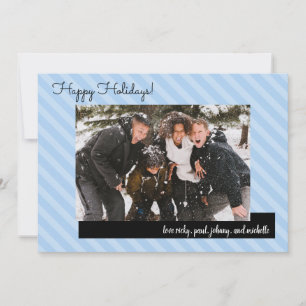 Carte de vacances Deux Rayures Bleues avec cinq ph