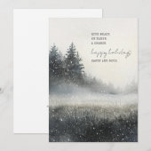 Carte de vacances d'hiver à la forêt enneigée aqua (Devant / Derrière)