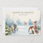 Carte de vacances d'hiver Animaux Joyeux (Devant)