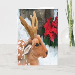 Carte de vacances d'hiver : "Neige, cerf commun "