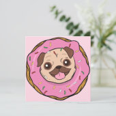 Carte de vacances Donut Pug (Debout devant)