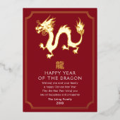 Carte de vacances Dragon de Nouvel An Chinois (Recto)