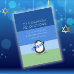 Carte de vacances drôle Chanukah Hanoukka Résoluti<br><div class="desc">Cet Hanoukka / Chanukah laisse notre mignon pingouin lunatique apporter un sourire à quelqu'un que vous aimez. Avec une liste ridicule - zany de résolutions (qui peut même être édité- si vous le choisissez.) Ajoutez votre salutation personnelle au contraire. Après tout, le meilleur cadeau est le don du rire !...</div>