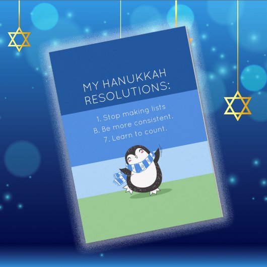 Carte de vacances drôle Chanukah Hanoukka Résoluti
