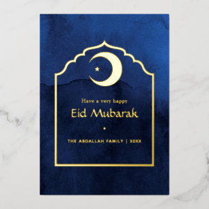 Carte de vacances Eid Moubarak Navy Blue and Gold 
