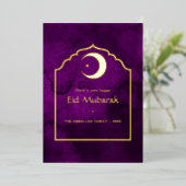 Carte de vacances Eid Moubarak Purple et Gold Foil (Debout devant)