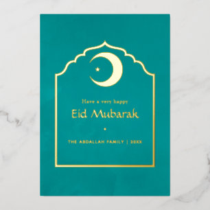 Carte de vacances Eid Mubarak papier métallisé ble