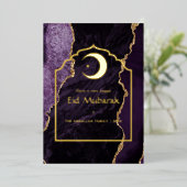 Carte de vacances Eid Mubarak violette et or avec (Debout devant)