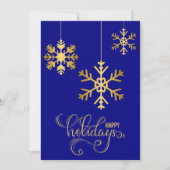 Carte de vacances Elegant Navy Blue and Gold Snowf (Devant)