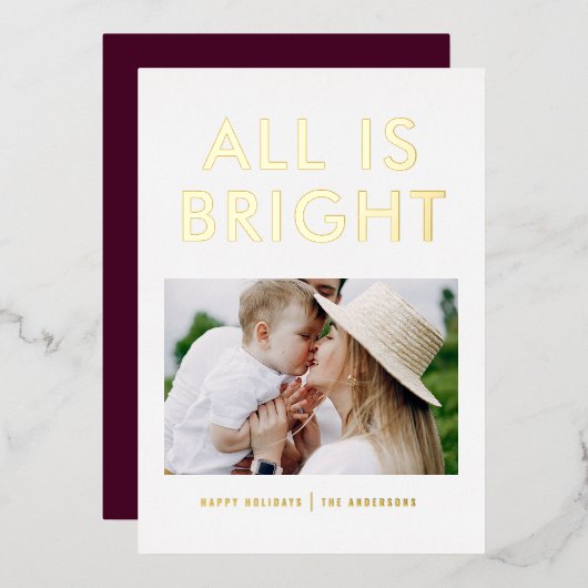 carte de vacances élégante avec feuille d'aluminiu (Recto/Verso)