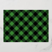 Carte de vacances élégante avec photo Plaid Vert (Verso)