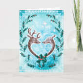 Carte de vacances élégante de renne et de houx de  (Devant)