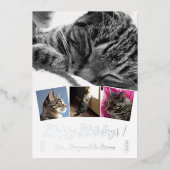 Carte de vacances élégante en feuille d'argent ave (Recto)