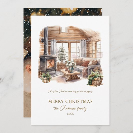 Carte de vacances Élégante Maison Cosy (Devant / Derrière)