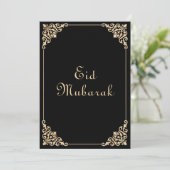 Carte de vacances élégante noire Eid Moubarak (Debout devant)