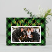 Carte de vacances élégante verte à carreaux avec p (Debout devant)