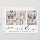 Carte de vacances élégante verte Merry & Bright av (Devant)