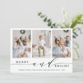 Carte de vacances élégante verte Merry & Bright av (Debout devant)