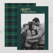 Carte de vacances élégante vintage Tartan Plaid (Devant / Derrière)