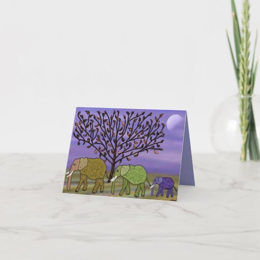 Carte de vacances éléphant lune joyeux (Devant)