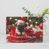 Carte de vacances émouvante de chiot Pug (Debout devant)
