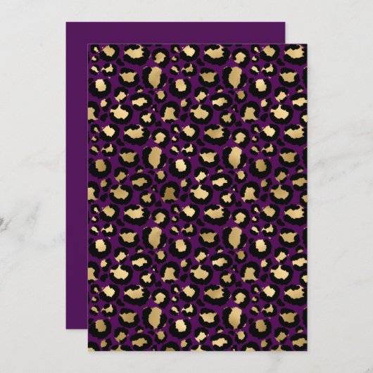 Carte de vacances empreinte de léopard violet (Devant / Derrière)