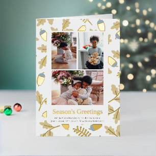 Carte De Vacances En Aluminium 3 Photo Motif Acorn Joyeuses Fêtes