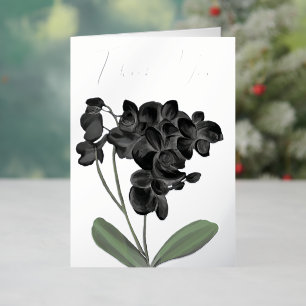 Carte De Vacances En Aluminium Aquarelle d'orchidée noire Floral Argent personnal