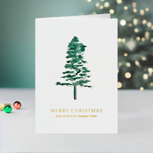 Carte De Vacances En Aluminium Aquarelle Pine Tree photo Noël d'affaires