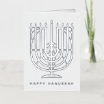 Carte De Vacances En Aluminium Art Déco Hanukkiah Menorah Bonne Hanoukka<br><div class="desc">Souhaitez à vos amis et à votre famille "Happy Hanoukka" avec cet art déco inspiré hanukkiah,  avec des couleurs éditables de la menorah et de l'arrière - plan. Photo facultative à l'intérieur.</div>