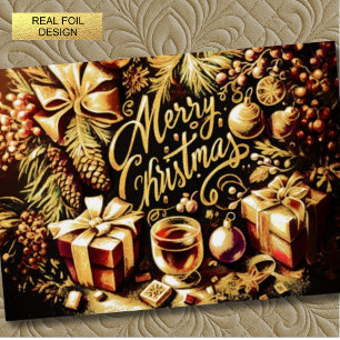 Carte De Vacances En Aluminium Artistique Chocolat Chaud Festif Cosy Noël