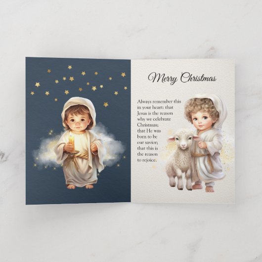Carte De Vacances En Aluminium Bébé Jésus Illustration Joyeux Noël (Couchage intérieur)