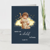 Carte De Vacances En Aluminium Bébé Jésus Illustration Joyeux Noël (Recto)