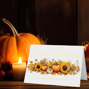 Carte De Vacances En Aluminium Bon thanksgiving Citrouilles Custom Company Gold
