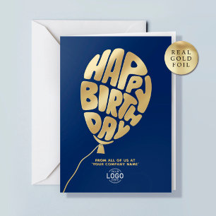 Carte De Vacances En Aluminium Carte de vœux d'anniversaire en ballon logo bleu e