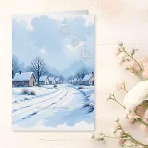 Carte De Vacances En Aluminium Carte de vœux de luxe en feuille d'argent Neigeu