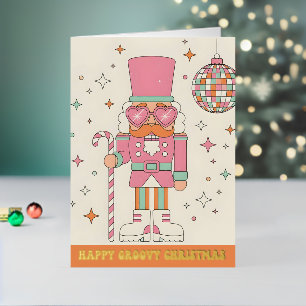 Carte De Vacances En Aluminium Casse-Noisette Rétro Groovy Joyeux Noël