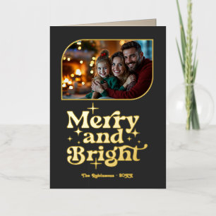Carte De Vacances En Aluminium Charbon et or Joyeux et Bright Photo Noël