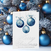 Chic Bleu Joyeux Ornement de Noël Entreprise Argen