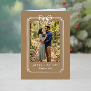 Carte De Vacances En Aluminium Conception de nœud élégant Photo de couple joyeux